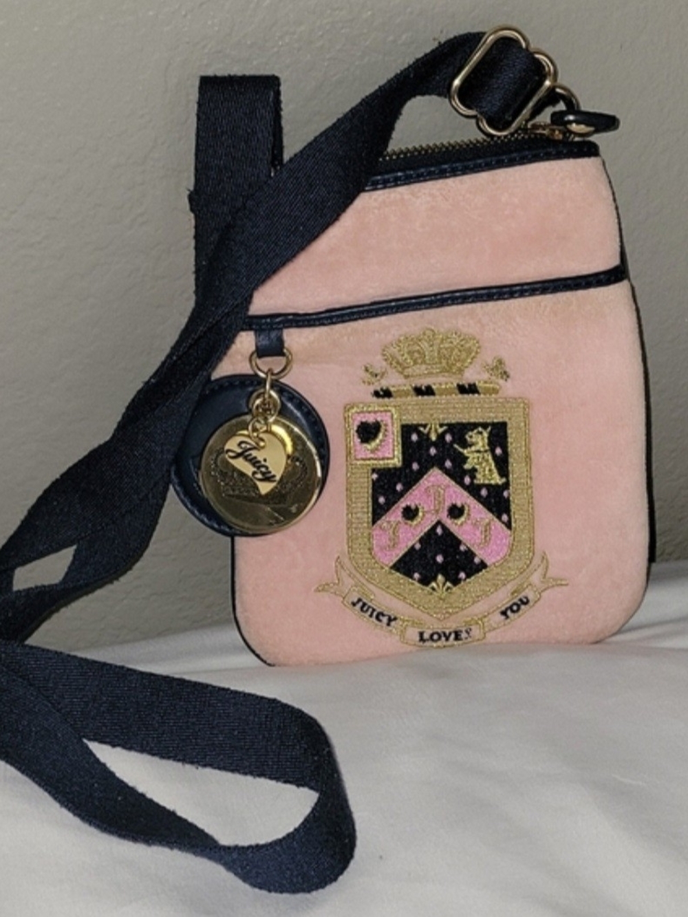 Juicy Couture Pink Velvet Crossbody Bag